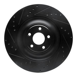 Jaguar XFR Brake Rotor (1) - Rear Left - R1 Concepts - Drilled & Slotted - Black - `10-`24